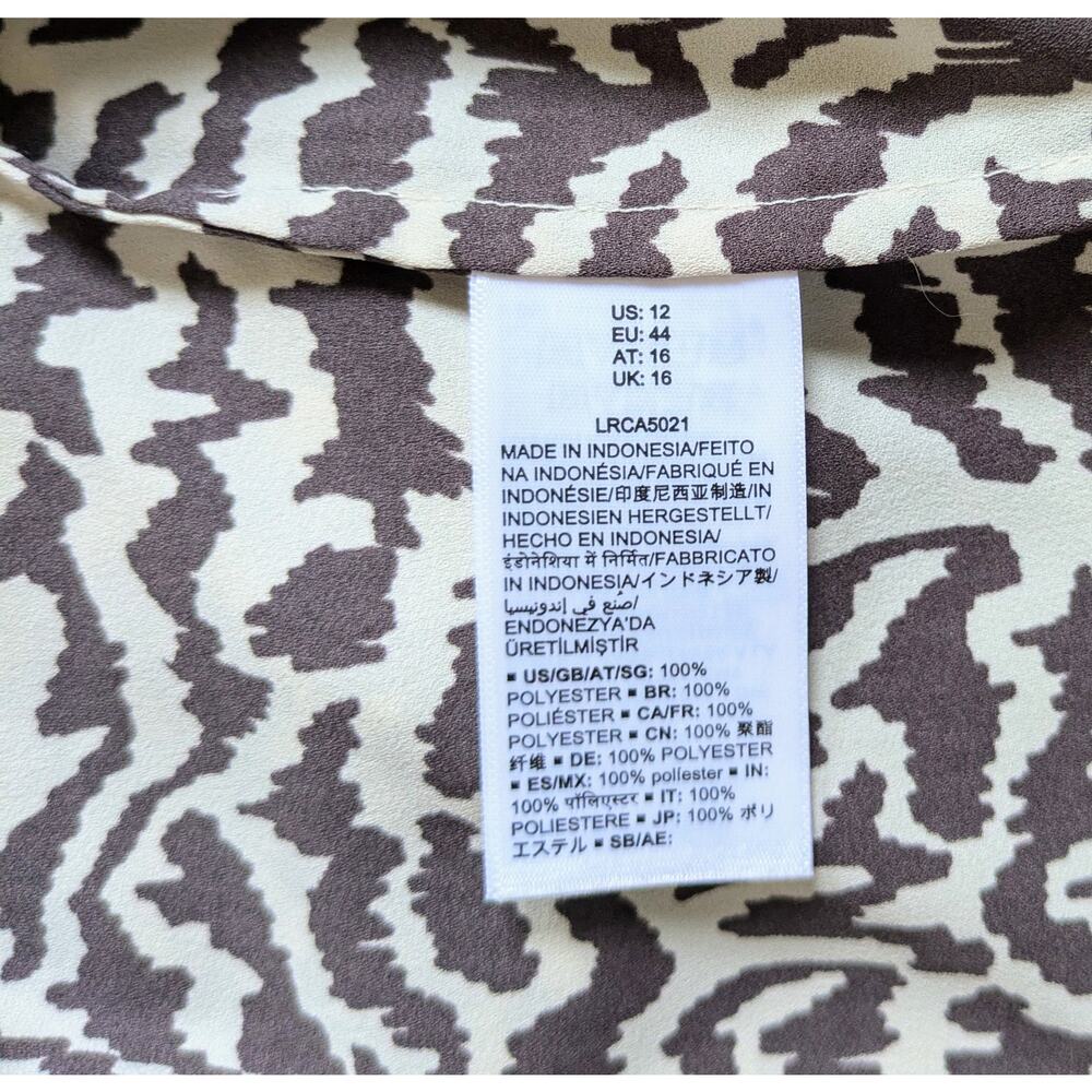 Lark & Ro Sleeveless Blouse Tank Shell 12 Black Beige Zebra Print Career Classic - Picture 9 of 10